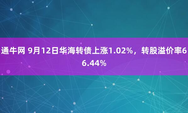 通牛网 9月12日华海转债上涨1.02%，转股溢价率66.44%