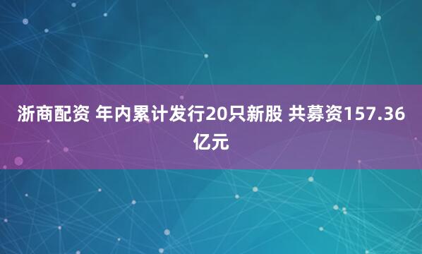 浙商配资 年内累计发行20只新股 共募资157.36亿元