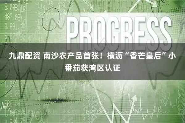 九鼎配资 南沙农产品首张！横沥“香芒皇后”小番茄获湾区认证